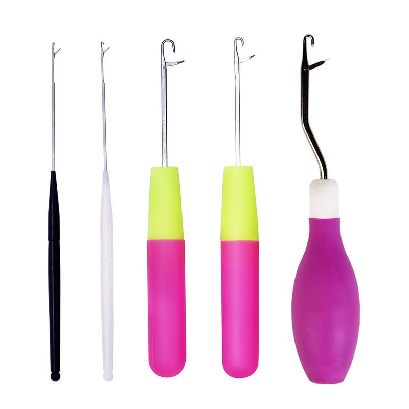 ZMAAGG 5 Pieces Different Size Latch Hook Set  Latch Hook Crochet Needle  Crochet Hook with Latch  Dreadlocks Crochet Hook Set  Latch Hook Crochet Needle  Bent Latch Hook for Carpet Making - Image 1